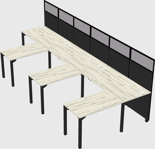 Shared l-shaped cubicle