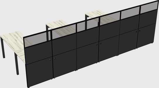 Shared l-shaped cubicle