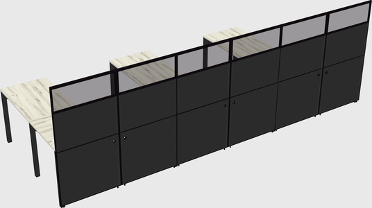Shared l-shaped cubicle