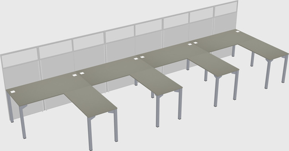 Shared l-shaped cubicle