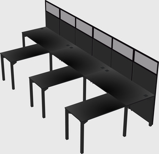 Shared l-shaped cubicle