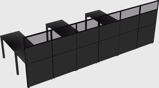 Shared l-shaped cubicle