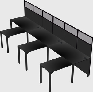 Shared l-shaped cubicle