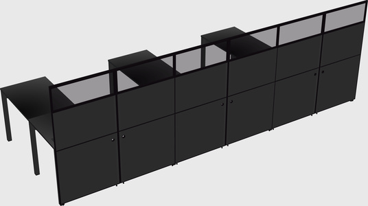 Shared l-shaped cubicle