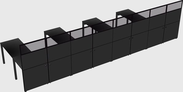 Shared l-shaped cubicle