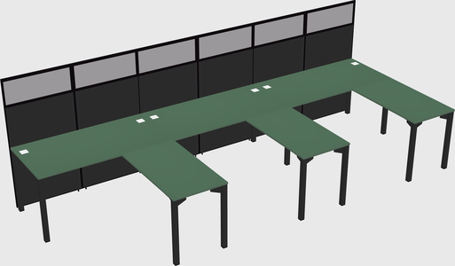 Shared l-shaped cubicle
