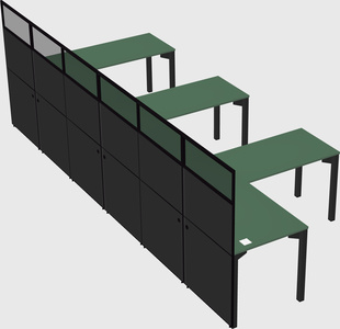 Shared l-shaped cubicle