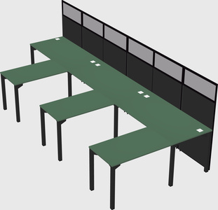 Shared l-shaped cubicle
