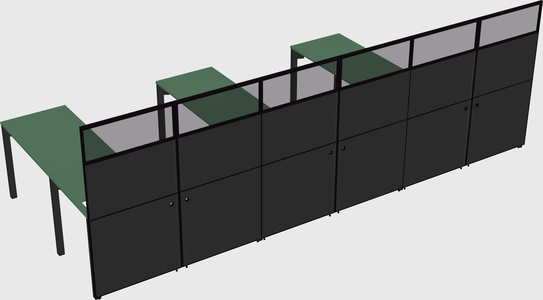 Shared l-shaped cubicle