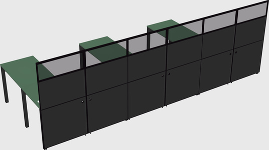 Shared l-shaped cubicle