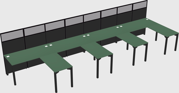 Shared l-shaped cubicle