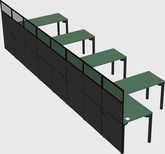 Shared l-shaped cubicle