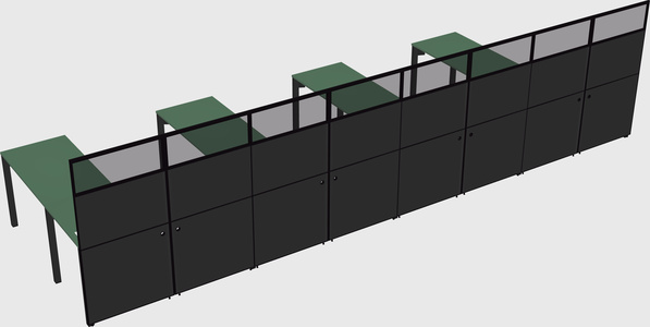 Shared l-shaped cubicle