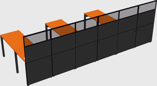 Shared l-shaped cubicle