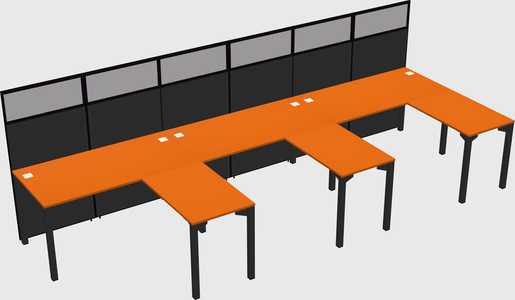 Shared l-shaped cubicle