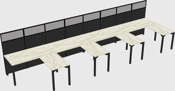 Shared l-shaped cubicle