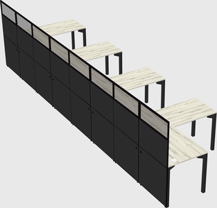 Shared l-shaped cubicle