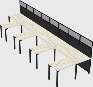 Shared l-shaped cubicle