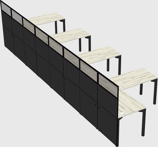 Shared l-shaped cubicle