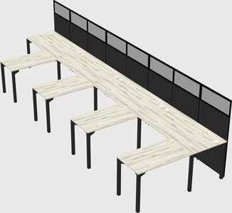 Shared l-shaped cubicle