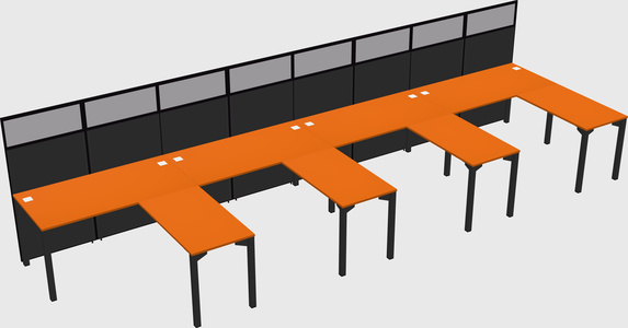Shared l-shaped cubicle