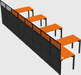 Shared l-shaped cubicle