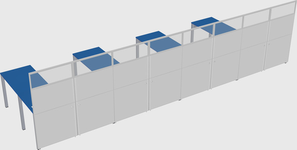 Shared l-shaped cubicle