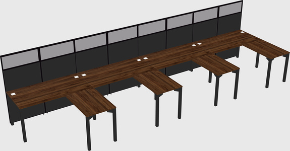Shared l-shaped cubicle