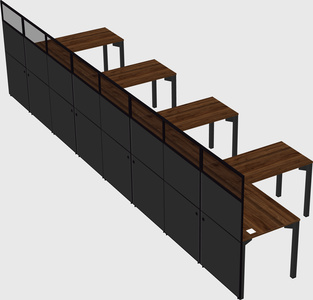 Shared l-shaped cubicle