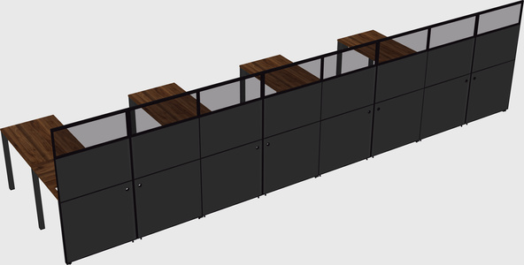 Shared l-shaped cubicle