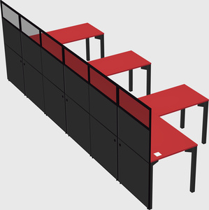 Shared l-shaped cubicle