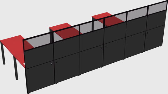 Shared l-shaped cubicle