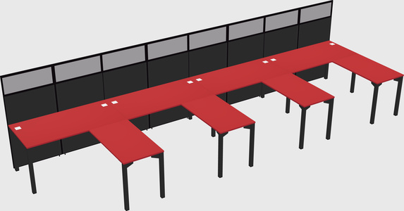 Shared l-shaped cubicle