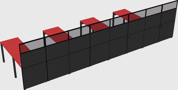 Shared l-shaped cubicle