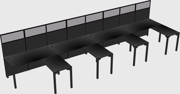 Shared l-shaped cubicle