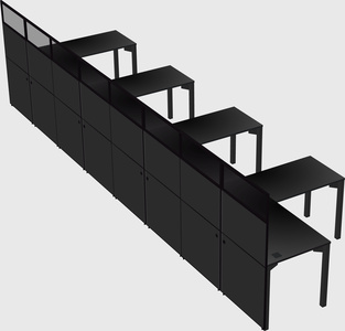 Shared l-shaped cubicle