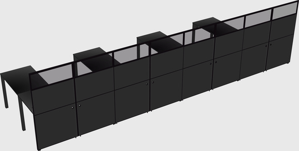 Shared l-shaped cubicle