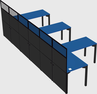 Shared l-shaped cubicle