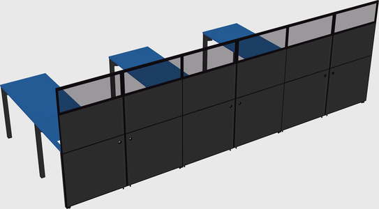 Shared l-shaped cubicle