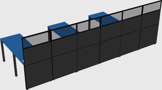 Shared l-shaped cubicle