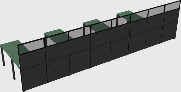 Shared l-shaped cubicle