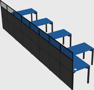 Shared l-shaped cubicle