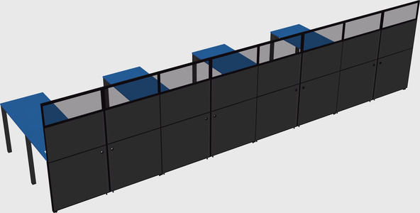 Shared l-shaped cubicle