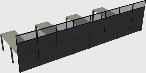 Shared l-shaped cubicle