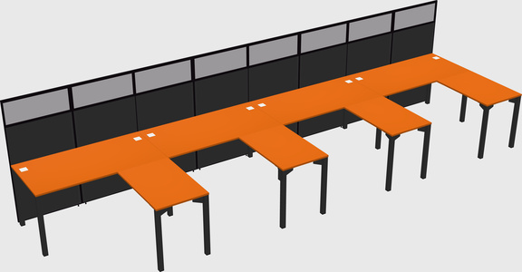 Shared l-shaped cubicle