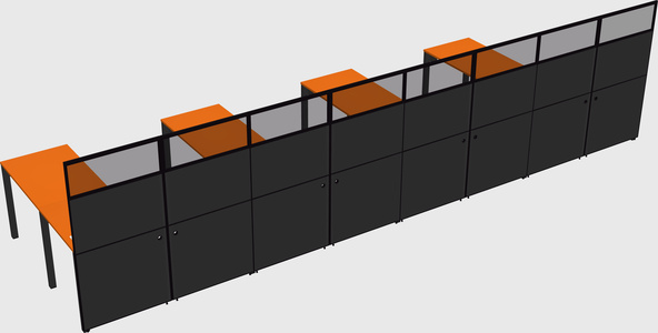 Shared l-shaped cubicle