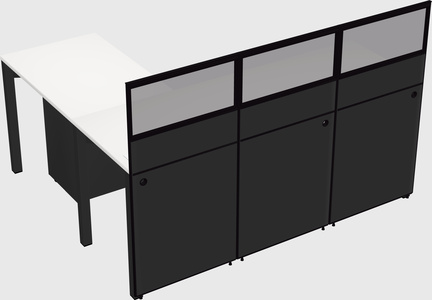 Shared l-shaped cubicle