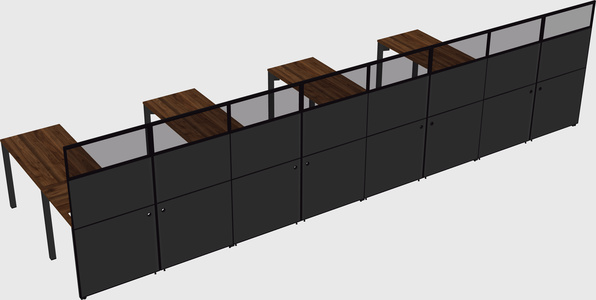 Shared l-shaped cubicle
