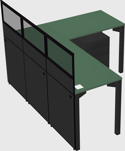 Shared l-shaped cubicle