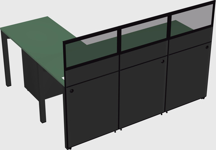 Shared l-shaped cubicle